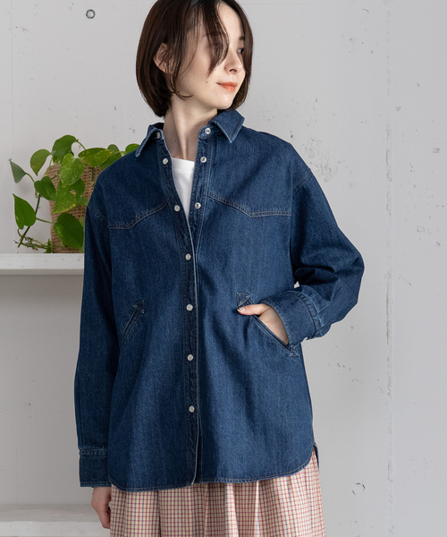 POU DOU DOU(プードゥドゥ)の「ウエスタンヨークデニムシャツ(シャツ/ブラウス・レディース・インディゴブルー/パープル系・M)」の21枚目の写真