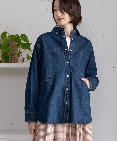 POU DOU DOU(プードゥドゥ)の「ウエスタンヨークデニムシャツ(シャツ/ブラウス・レディース・インディゴブルー/パープル系・M)」の22枚目の写真