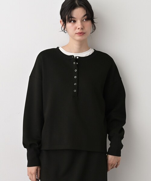 Dessin(デッサン)の「【セットアップ可/洗える】ヘンリーネックプルオーバー(Tシャツ/カットソー・レディース・ブラック/ブラウン系その他・01/02)」の3枚目の写真