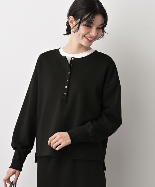 Dessin(デッサン)の「【セットアップ可/洗える】ヘンリーネックプルオーバー(Tシャツ/カットソー・レディース・ブラック/ブラウン系その他・01/02)」の4枚目の写真