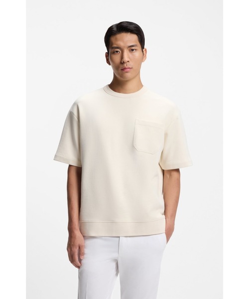 BOSS(ボス)の「コットンブレンド Tシャツ ピーチスキン仕上げ(Tシャツ/カットソー・メンズ・ダークブルー/ホワイト・S/M/XXL/XL/L)」の2枚目の写真