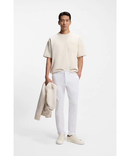 BOSS(ボス)の「コットンブレンド Tシャツ ピーチスキン仕上げ(Tシャツ/カットソー・メンズ・ダークブルー/ホワイト・S/M/XXL/XL/L)」の4枚目の写真