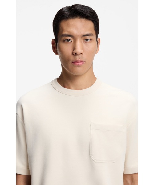 BOSS(ボス)の「コットンブレンド Tシャツ ピーチスキン仕上げ(Tシャツ/カットソー・メンズ・ダークブルー/ホワイト・S/M/XXL/XL/L)」の3枚目の写真