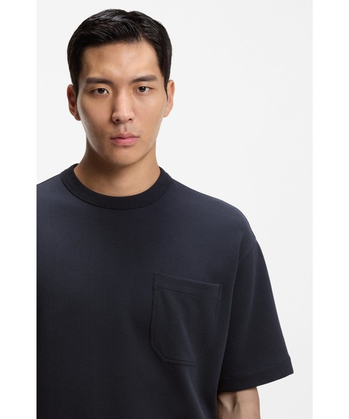 BOSS(ボス)の「コットンブレンド Tシャツ ピーチスキン仕上げ(Tシャツ/カットソー・メンズ・ダークブルー/ホワイト・S/M/XXL/XL/L)」の7枚目の写真