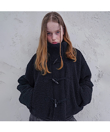Fuzzy Cropped Duffle Jacket BLACK