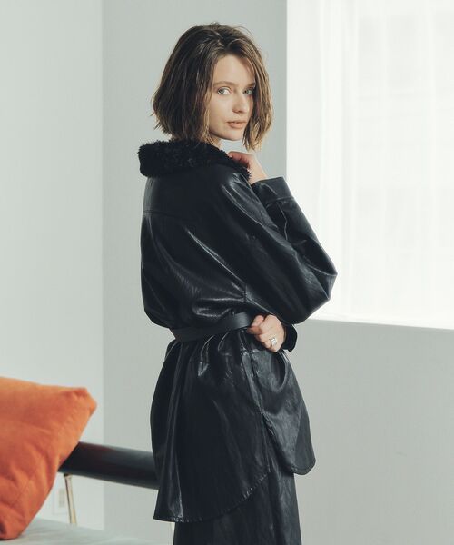 セール】レザーライクシャツジャケット（テーラードジャケット