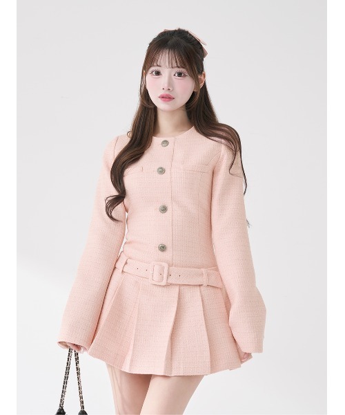 ボックスプリーツツイードミニワンピース（ワンピース）｜Darich