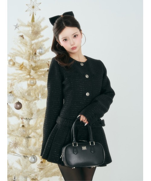 ボックスプリーツツイードミニワンピース（ワンピース）｜Darich