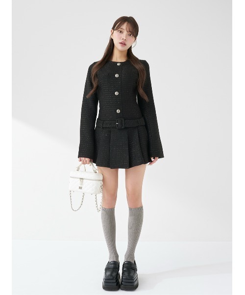 ボックスプリーツツイードミニワンピース　Darich ダーリッチ ボックスプリーツツイードミニワンピース（ワンピース）｜Darich