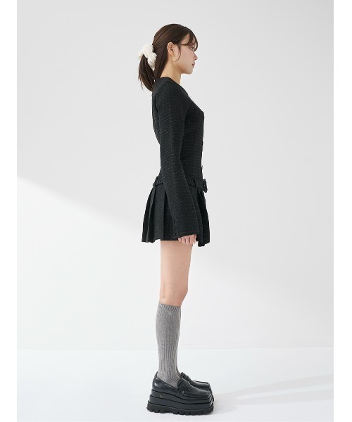 ボックスプリーツツイードミニワンピース（ワンピース）｜Darich