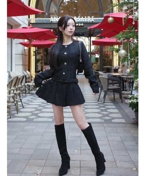 Darich（ダーリッチ）の「ボックスプリーツツイードミニワンピース