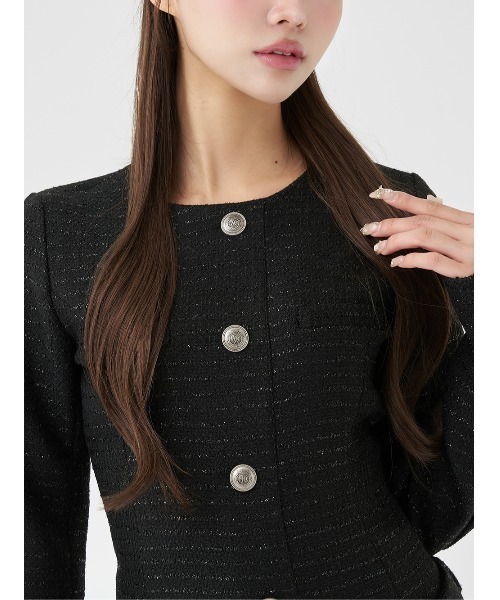 ボックスプリーツツイードミニワンピース（ワンピース）｜Darich