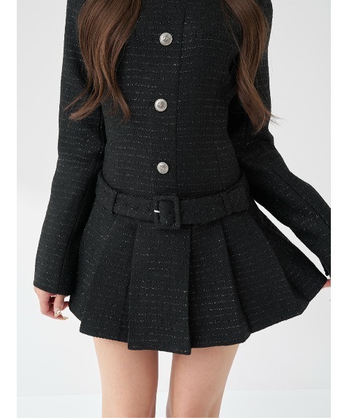 ボックスプリーツツイードミニワンピース（ワンピース）｜Darich