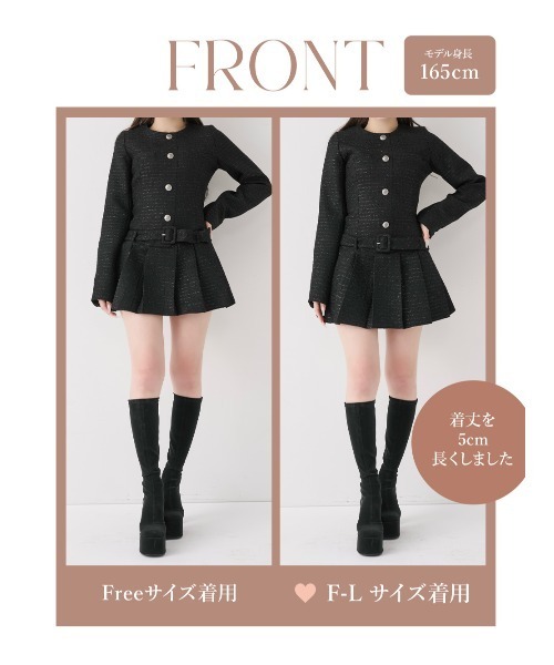 ボックスプリーツツイードミニワンピース（ワンピース）｜Darich