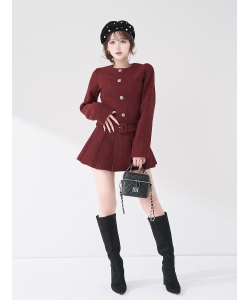 Darich（ダーリッチ）の「ボックスプリーツツイードミニワンピース