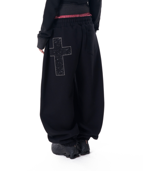 Laced CROS2 Patch Sweatpants (Black)（スウェットパンツ）｜AAKAM