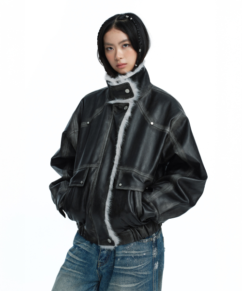 ROUGHNECK(ラフネック)の「ウォッシングレザームートンジャケットグレー(ムートンコート・レディース・その他・SMALL/MEDIUM)」の1枚目の写真