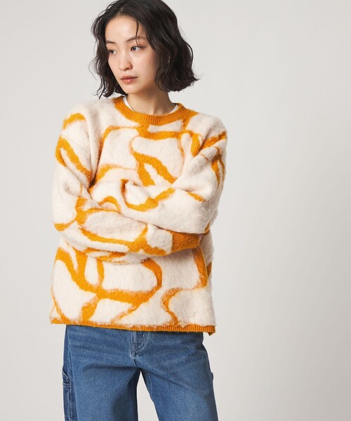 CITEN(シテン)の「<CITEN>グラフィカルシャギーニット(ニット/セーター・レディース・オフホワイト/グレー系・FREE)」の2枚目の写真