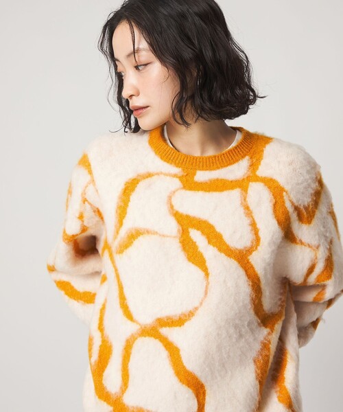 CITEN(シテン)の「<CITEN>グラフィカルシャギーニット(ニット/セーター・レディース・オフホワイト/グレー系・FREE)」の3枚目の写真