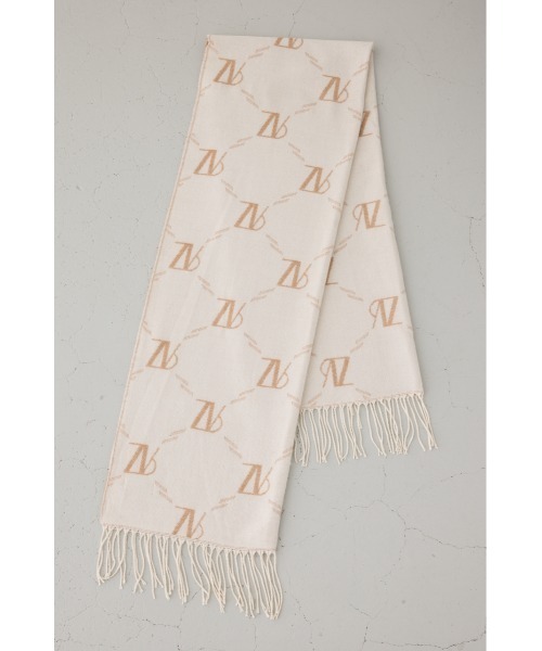 AZUL by moussy(アズールバイマウジー)の「AZモノグラム柄ストール(ストール/ショール・レディース・アイボリー/ブラック・FREE)」の6枚目の写真