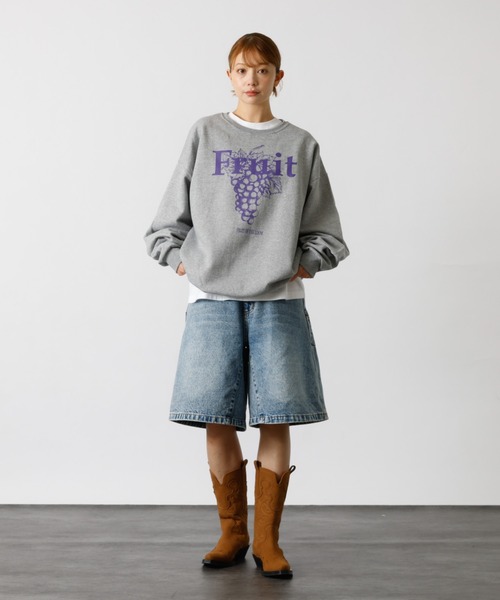 FRUIT OF THE LOOM(フルーツオブザルーム)の「【FRUIT OF THE LOOM / フルーツオブザルーム】FRUIT PRINT SWEAT/フルーツプリントクルースウェット(スウェット・メンズ・ホワイト/グレー/ネイビー/ブラック・XL/L/M)」の12枚目の写真