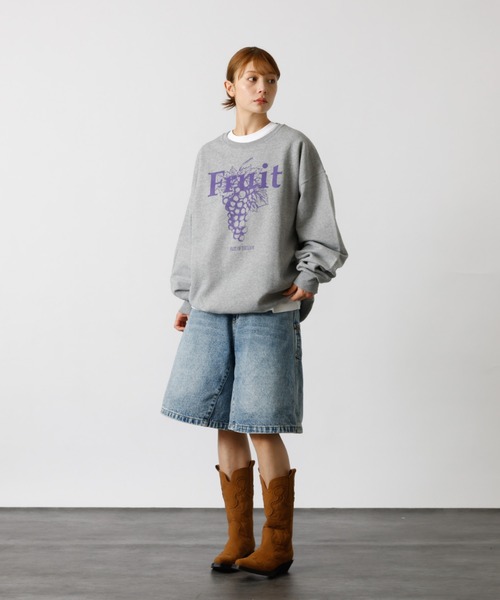 FRUIT OF THE LOOM(フルーツオブザルーム)の「【FRUIT OF THE LOOM / フルーツオブザルーム】FRUIT PRINT SWEAT/フルーツプリントクルースウェット(スウェット・メンズ・ホワイト/グレー/ネイビー/ブラック・XL/L/M)」の11枚目の写真