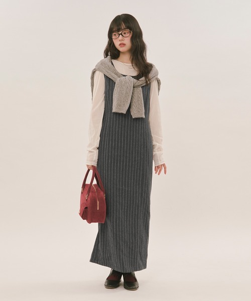 loin nuit（ロワンニュイ）の「assort pencil dress / アソートペンシルドレス（ジャンパースカート・レディース・ブラック/グレー・FREE）」の2枚目の写真