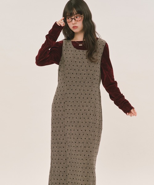 loin nuit（ロワンニュイ）の「assort pencil dress / アソートペンシルドレス（ジャンパースカート・レディース・ブラック/グレー・FREE）」の10枚目の写真