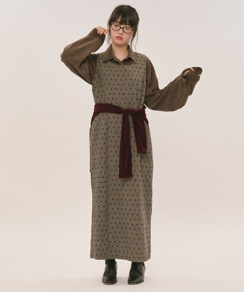 loin nuit（ロワンニュイ）の「assort pencil dress / アソートペンシルドレス（ジャンパースカート・レディース・ブラック/グレー・FREE）」の15枚目の写真