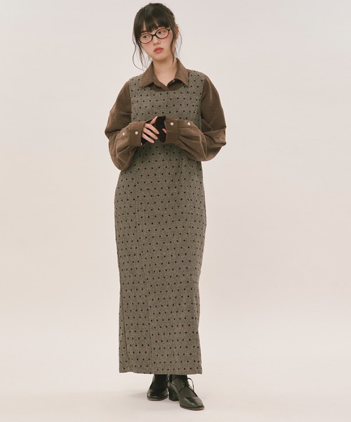 loin nuit（ロワンニュイ）の「assort pencil dress / アソートペンシルドレス（ジャンパースカート・レディース・ブラック/グレー・FREE）」の18枚目の写真