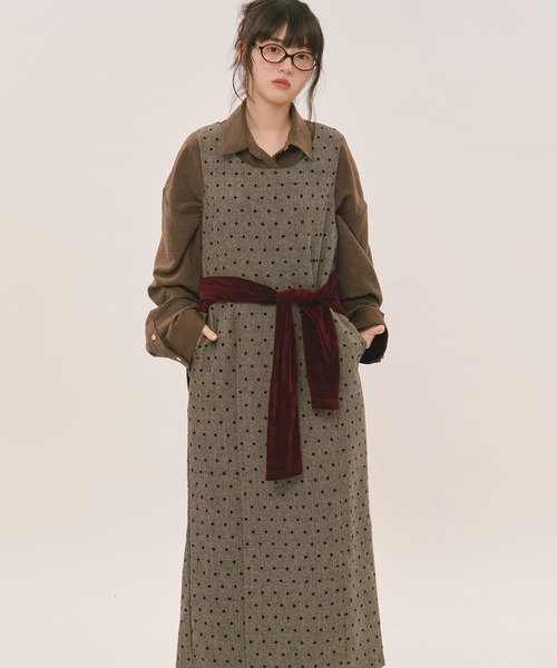 loin nuit（ロワンニュイ）の「assort pencil dress / アソートペンシルドレス（ジャンパースカート・レディース・ブラック/グレー・FREE）」の13枚目の写真