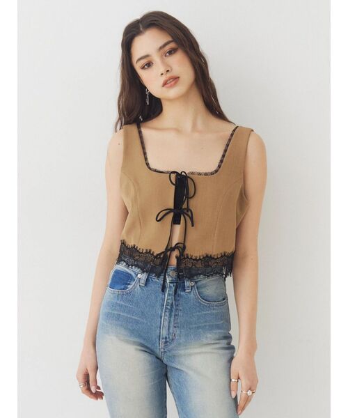 EVRIS（エヴリス）の「レースアップリボンビスチェ【セットアップ着用可能】（シャツ/ブラウス・レディース・ブラック/ブラウン/その他1・FREE）」の21枚目の写真