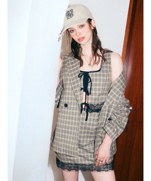 EVRIS（エヴリス）の「レースアップリボンビスチェ【セットアップ着用可能】（シャツ/ブラウス・レディース・ブラック/ブラウン/その他1・FREE）」の3枚目の写真