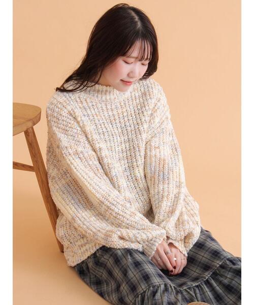 ehka sopo（エヘカソポ）の「カラーネップモックネックニット（ニット/セーター・レディース・キナリ/オレンジ/グレー・F）」の4枚目の写真