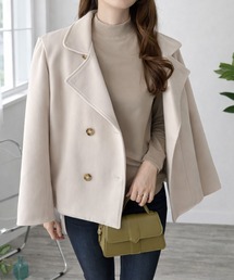 Dewlily（デューリリー）の「上品なシルエットでつくる大人のスタイル◎ ショート丈ダブルボタンコート（ピーコート）」