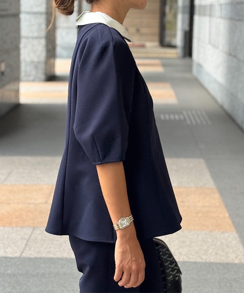 ST.ROONEY（セントルーニー）の「クレリックプルオーバートップス【低身長・小柄女性向け】（シャツ/ブラウス・レディース・ベージュ/ネイビー/ブラック・XS）」の4枚目の写真