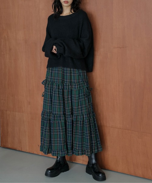 AMELY(エミリー)の「ティアード フリルスカート(スカート・レディース・ブラック/レッド/グリーン・フリー)」の2枚目の写真