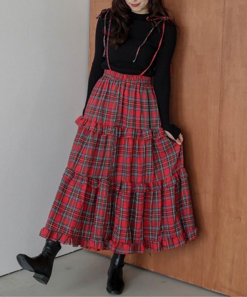 AMELY(エミリー)の「ティアード フリルスカート(スカート・レディース・ブラック/レッド/グリーン・フリー)」の12枚目の写真