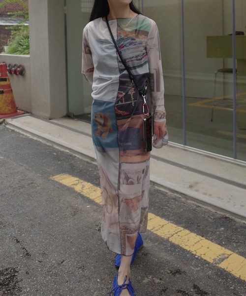 トップス AMERI VINTAGE EMOTIONAL COLLAGE RIB TOP EMOTIONAL COLLAGE RIB TOP