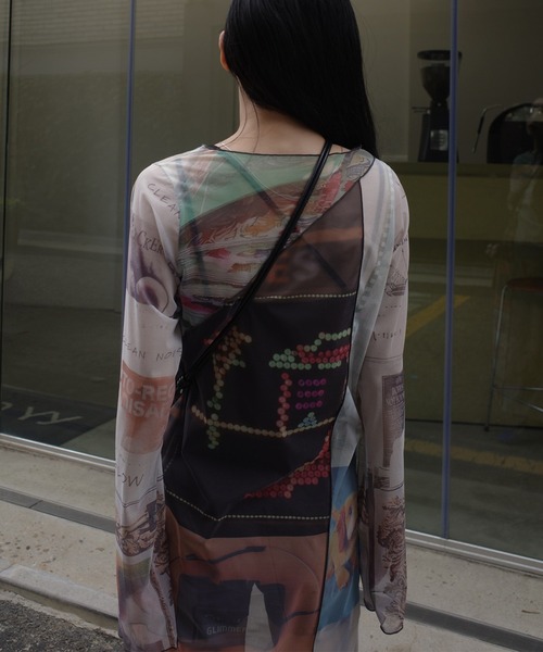 Ameri(アメリ)の「2WAY EMOTIONAL COLLAGE SHEER TOP(Tシャツ/カットソー・レディース・マルチ・SMALL/MEDIUM)」の5枚目の写真