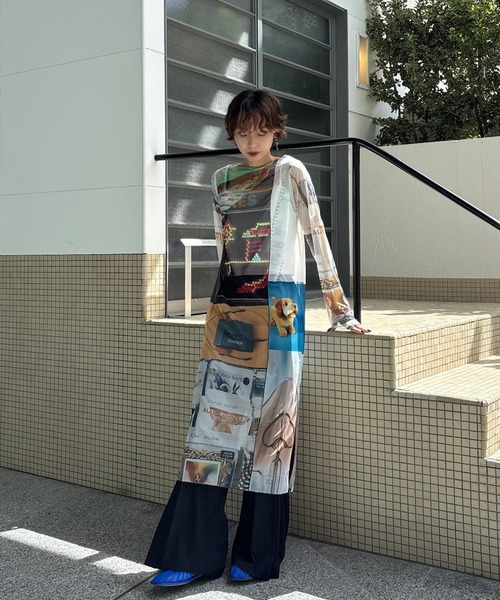 Ameri(アメリ)の「2WAY EMOTIONAL COLLAGE SHEER TOP(Tシャツ/カットソー・レディース・マルチ・SMALL/MEDIUM)」の6枚目の写真