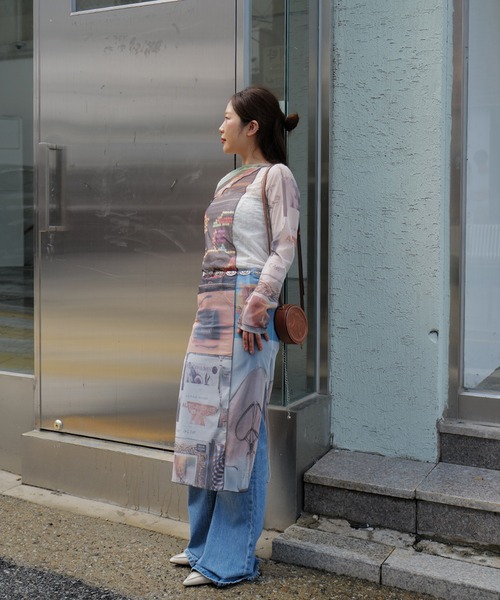 2WAY EMOTIONAL COLLAGE SHEER TOP（Tシャツ/カットソー）｜Ameri