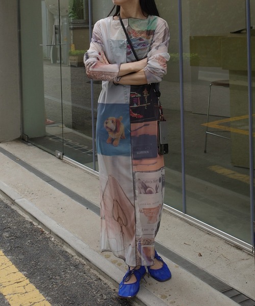 2WAY EMOTIONAL COLLAGE SHEER TOP（Tシャツ/カットソー）｜Ameri