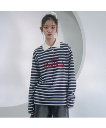 Amazing Stripe Rugby Long Tee NAVY