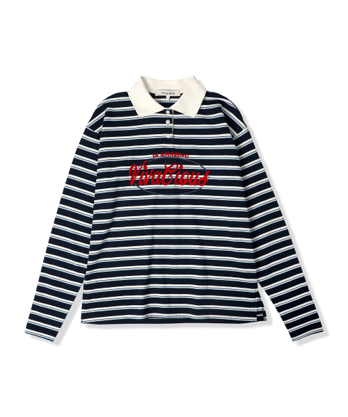 Vivacious（ビバシャス）の「Amazing Stripe Rugby Long Tee NAVY（Tシャツ/カットソー・レディース・ネイビー・SMALL/MEDIUM）」の4枚目の写真