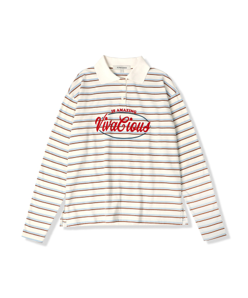 Vivacious（ビバシャス）の「Amazing Stripe Rugby Long Tee NAVY（Tシャツ/カットソー・レディース・ネイビー・SMALL/MEDIUM）」の5枚目の写真