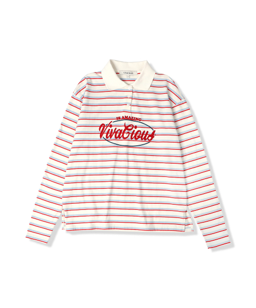 Vivacious（ビバシャス）の「Amazing Stripe Rugby Long Tee NAVY（Tシャツ/カットソー・レディース・ネイビー・SMALL/MEDIUM）」の6枚目の写真