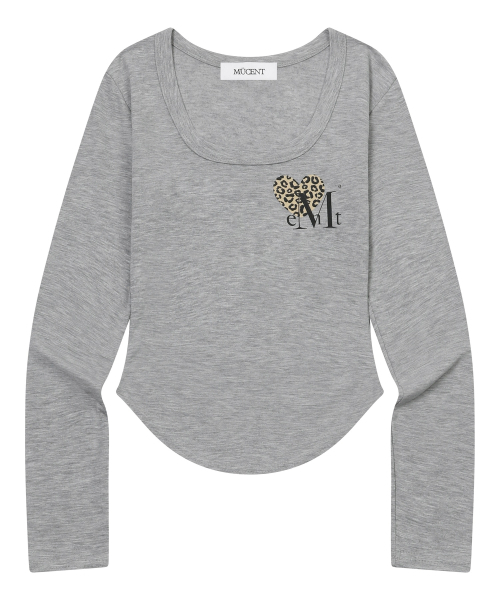 シエラヒョピハートUネックローリング長袖Tシャツ（4カラー）（Tシャツ