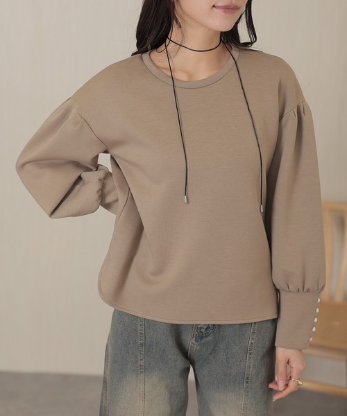 DAYRA(デイラ)の「ソリッドカラー ロング カフス 長袖 プルオーバー(Tシャツ/カットソー・レディース・ネイビー/ベージュ/ホワイト/ブラック/グレイッシュベージュ・FREE/S)」の17枚目の写真