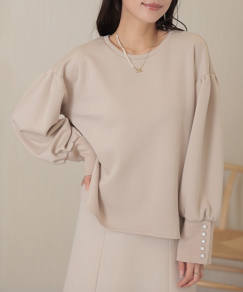 DAYRA(デイラ)の「ソリッドカラー ロング カフス 長袖 プルオーバー(Tシャツ/カットソー・レディース・ネイビー/ベージュ/ホワイト/ブラック/グレイッシュベージュ・FREE/S)」の19枚目の写真